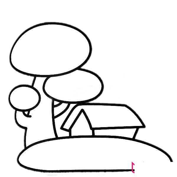 简单的风景简笔画图片，林中小屋简笔画