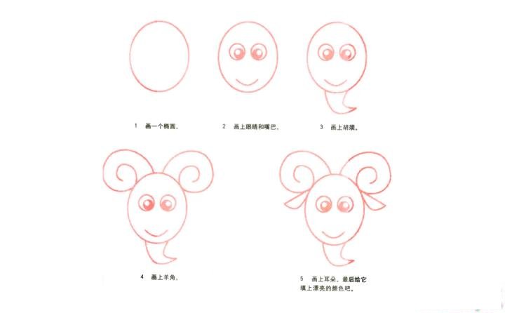 彩色简笔画绵羊的图片教程