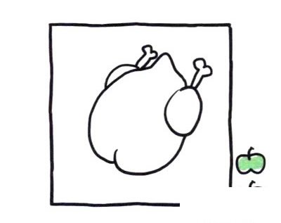 四步画出烤整鸡简笔画图片