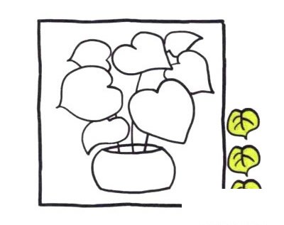 四步画出心形网纹草简笔画图片