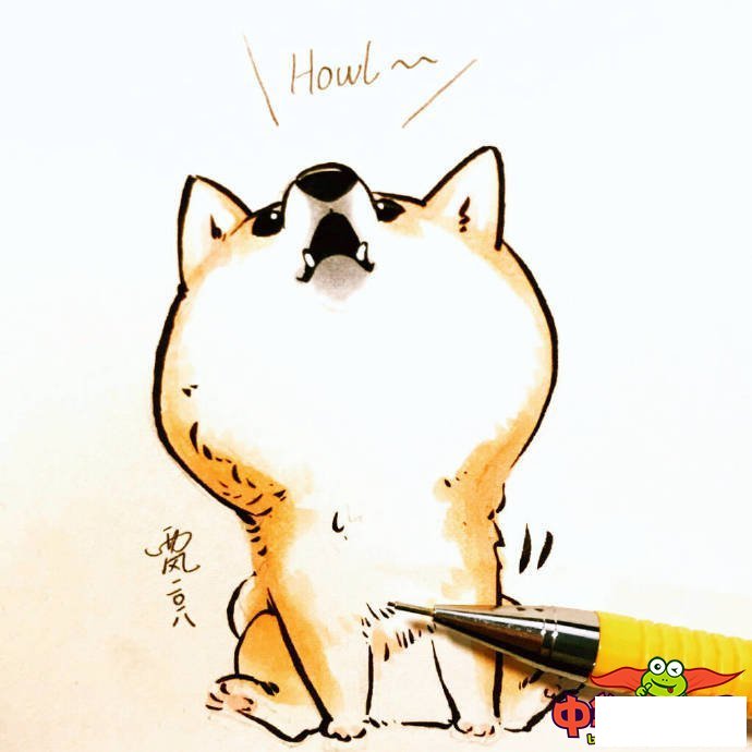 小狗简笔画图片大全，可爱q版柴犬简笔画图片
