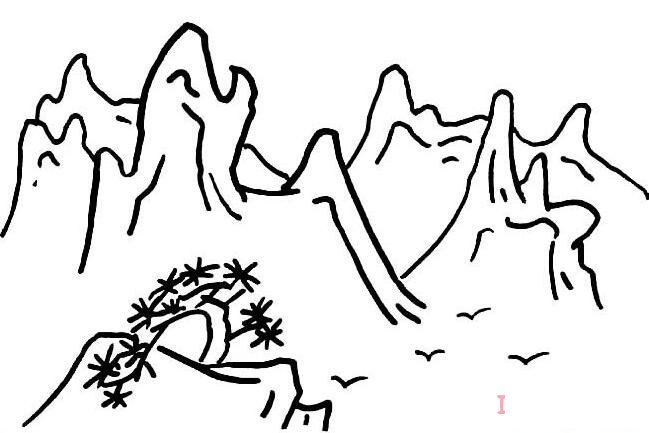 一座山脉怎么画简笔画简单漂亮
