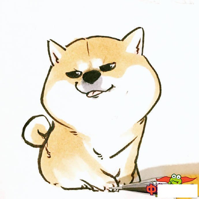 小狗简笔画图片大全，可爱q版柴犬简笔画图片