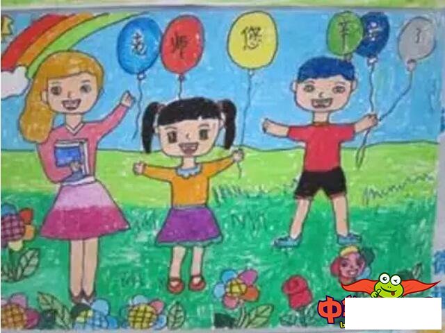 感恩老师绘画儿童画作品，画一幅感恩老师的画