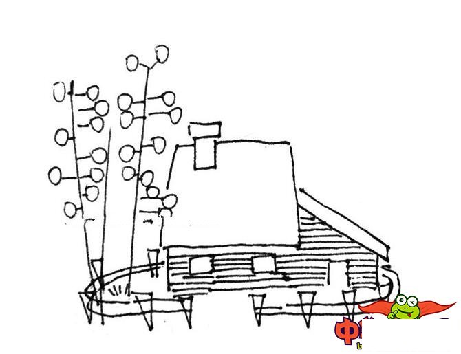 简单而又漂亮的风景简笔画，宁静的村庄