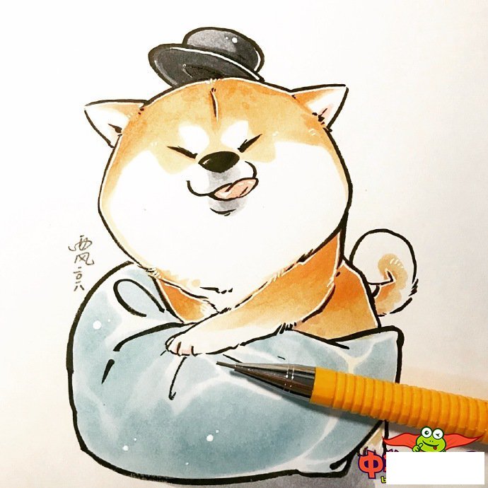 小狗简笔画图片大全，可爱q版柴犬简笔画图片