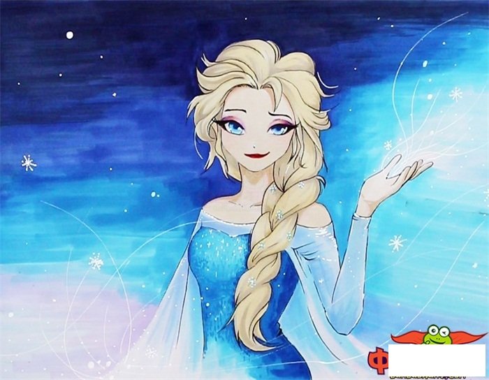 一步一步画艾莎公主，冰雪女王简笔画步骤图