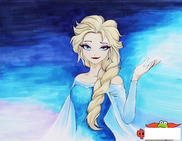 一步一步画艾莎公主，冰雪女王简笔画步骤图