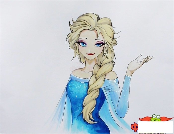 一步一步画艾莎公主，冰雪女王简笔画步骤图