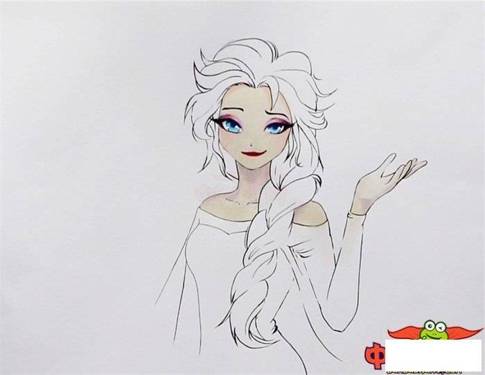 一步一步画艾莎公主，冰雪女王简笔画步骤图