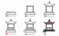 凉亭简笔画步骤图片大全