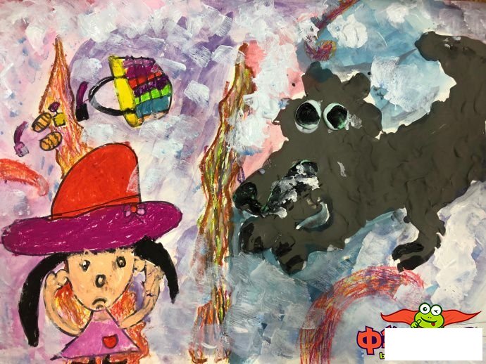 小红帽与大灰狼儿童画图片，小红帽和大灰狼斗智斗勇