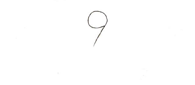 用数字9画可爱的鸵鸟简笔画