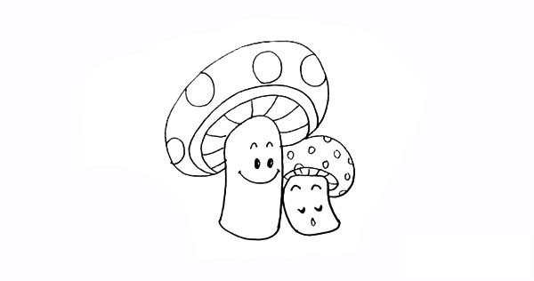 卡通蘑菇简笔画