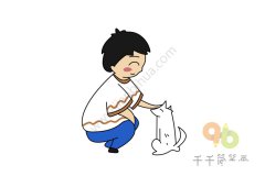 男孩和小狗简笔画