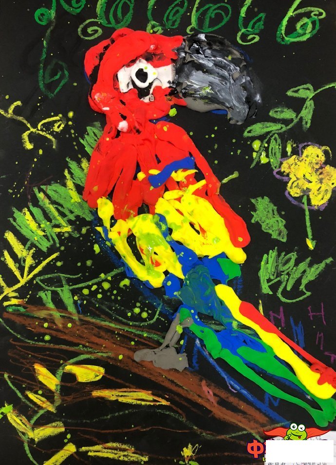 儿童画鹦鹉怎样画，漂亮的鹦鹉儿童画图片