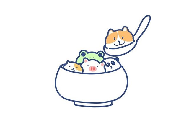 萌宠汤圆简笔画