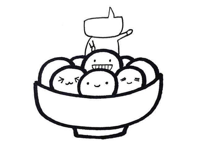 小女孩闹元宵简笔画