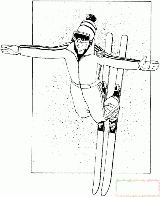 选手穿着滑雪板简笔画