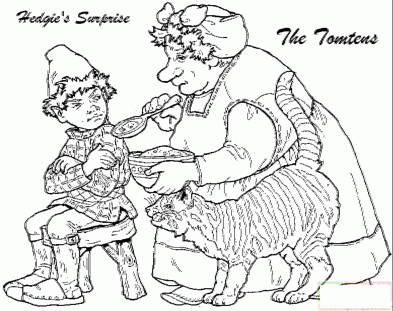 老奶奶喂小孩吃饭简笔画