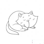 睡懒觉的猫简笔画