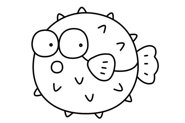卡通河豚简笔画