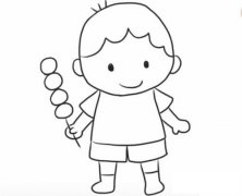 拿糖葫芦的小孩简笔画步骤教程