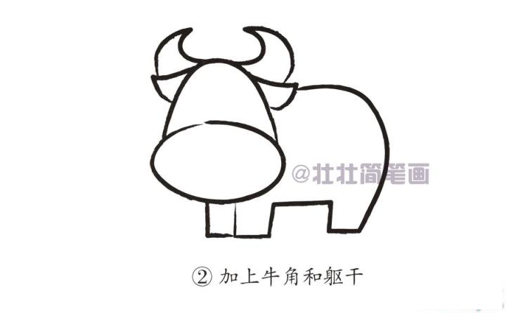 牛简笔画画法_怎么画牛的简笔画