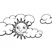 白云中的太阳简笔画图片
