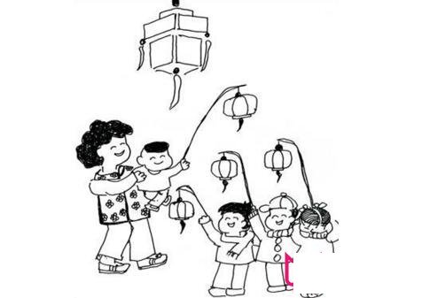 儿童简笔画，元宵看花灯简笔画