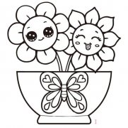怎么绘画一盆漂亮小花朵的画法简笔画图片
