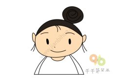 丸子头小女孩头像简笔画