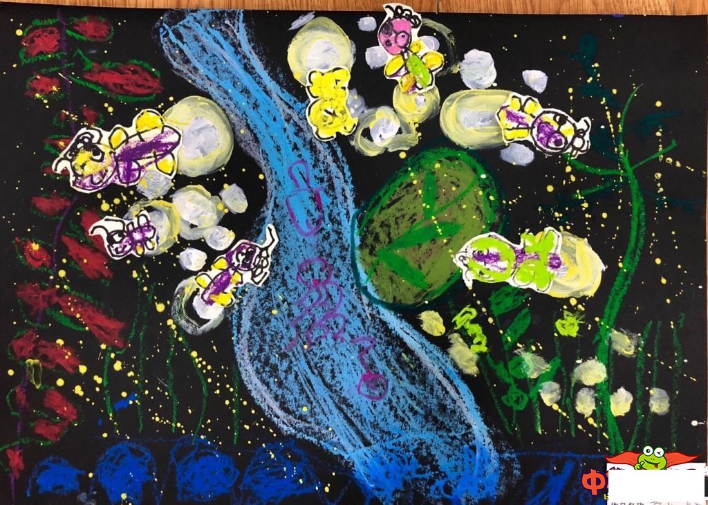 萤火虫创意儿童画图片，萤火虫之夏