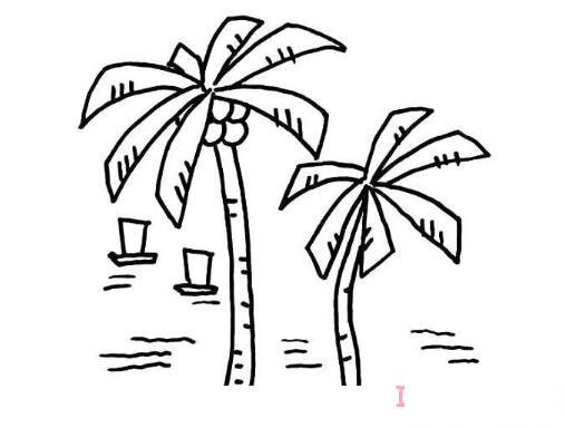 海边沙滩椰子树怎么画简单漂亮