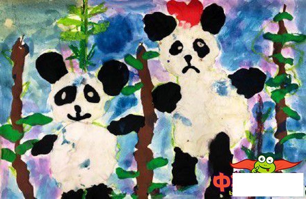 大熊猫吃竹子儿童画，大熊猫吃竹子怎么画