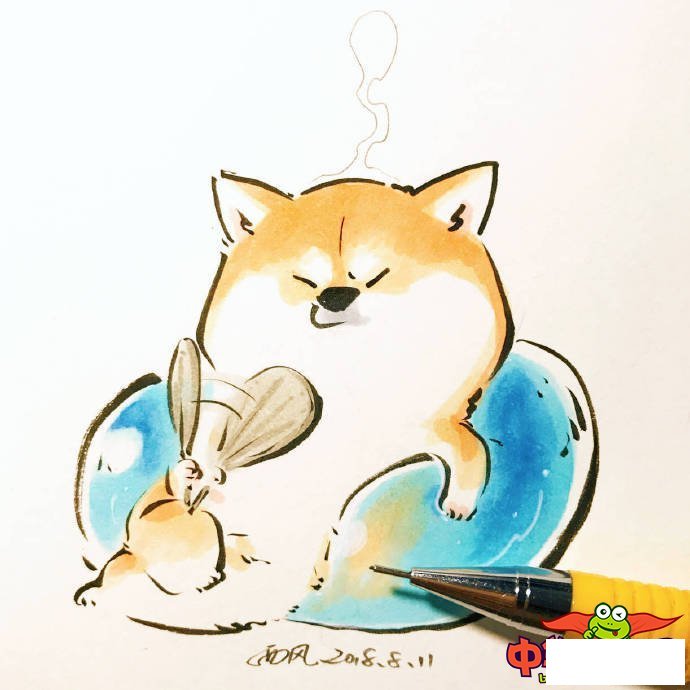 小狗简笔画图片大全，可爱q版柴犬简笔画图片