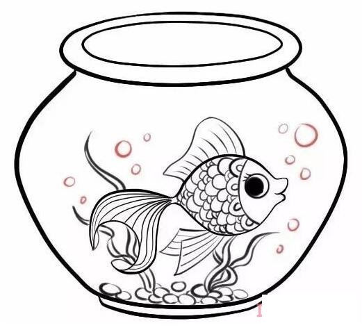  简单漂亮金鱼缸怎么画 鱼缸简笔画图片
