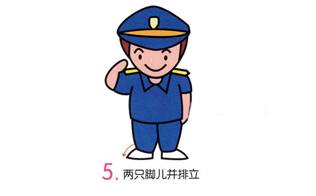 敬礼的警察简笔画步骤图片
