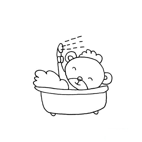 小熊爱洗澡的画法动物动作简笔画