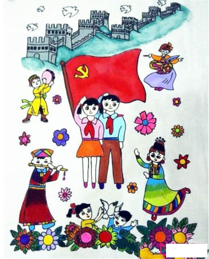 喜迎十九大儿童画图片，祖国您好（5张）