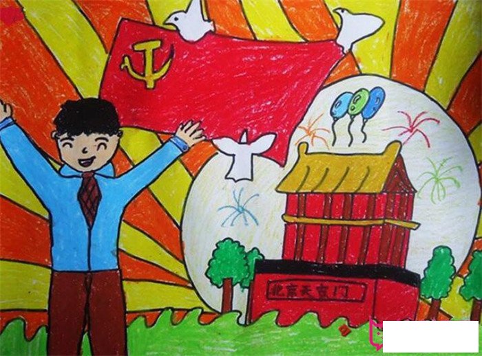 喜迎十九大儿童画图片，祖国您好（5张）
