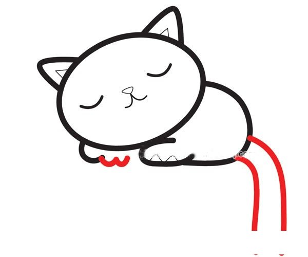 熟睡的小猫咪简笔画步骤图片