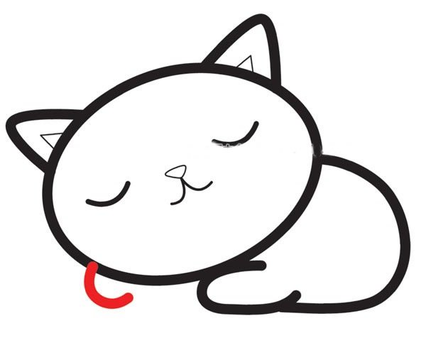 熟睡的小猫咪简笔画步骤图片