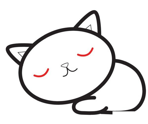 熟睡的小猫咪简笔画步骤图片