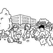 学生捡拉圾人物简笔画步骤图片大全