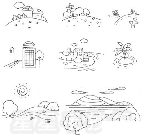 风景小图简笔画
