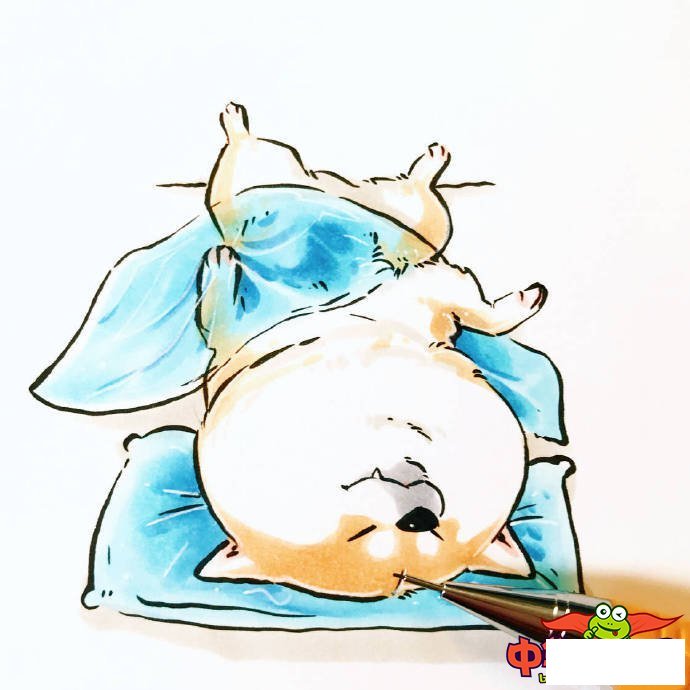 小狗简笔画图片大全，可爱q版柴犬简笔画图片