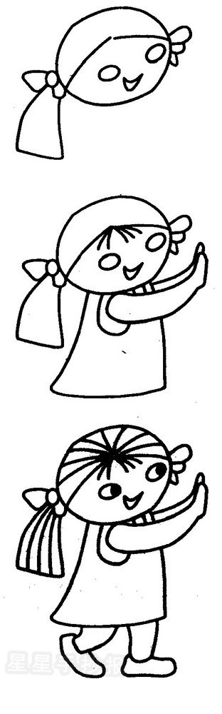 小女孩关门简笔画图片