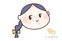 扎大辫子的女生头像简笔画