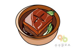 江南美食 东坡肉简笔画